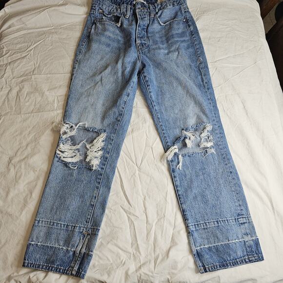 Good American Good Icon Jeans High Rise Distress Raw Hem Sz 6/28 - Picture 2 of 8